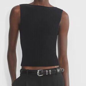 Aritzia Babaton Sculpt Knit Leading Top (Black)